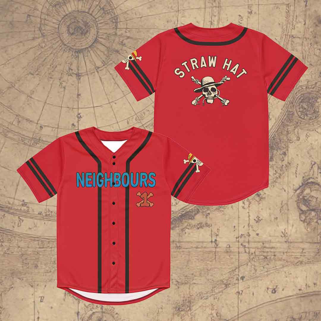 One Piece Jersey Straw Hat Neighbours Anime Lovers Clothes Straw Hat Pirates Gift One Piece Jersey Straw Hat Neighbours Anime Lovers Clothes Straw Hat Pirates Gift - Image 1