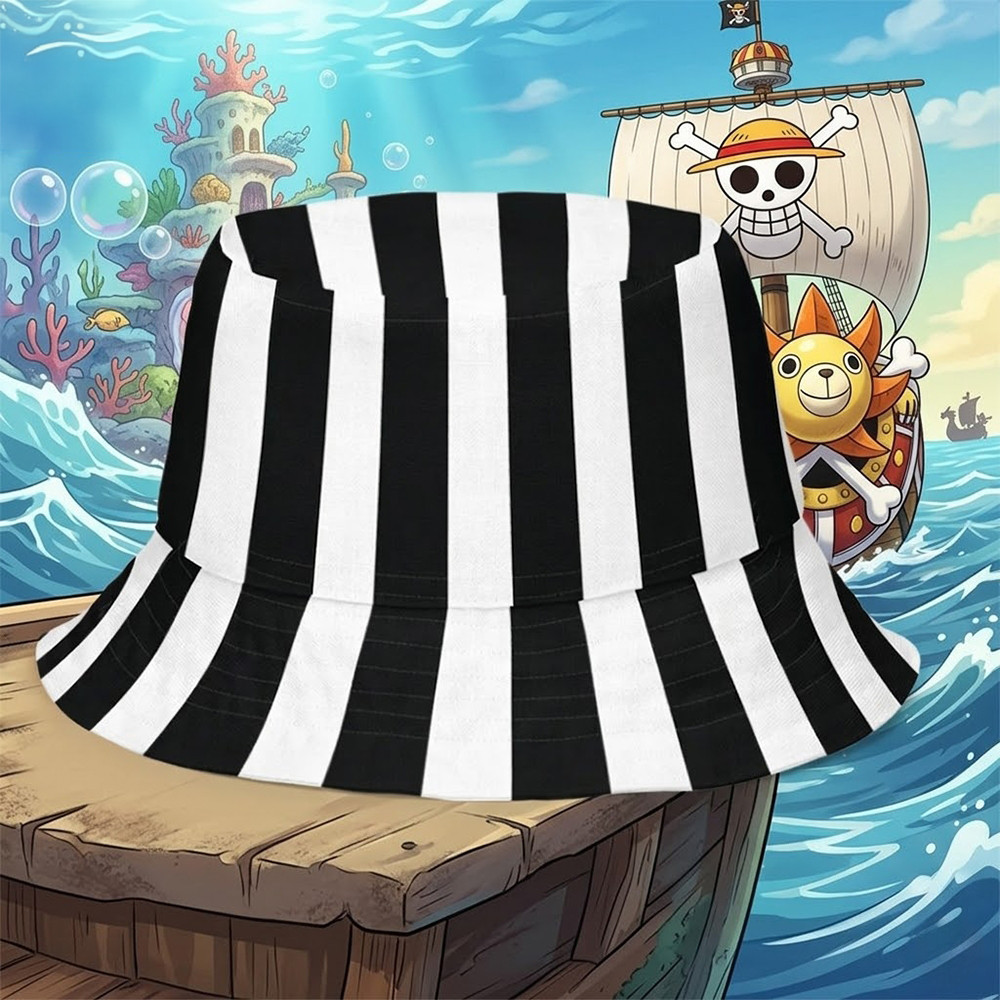 One Piece Live Action 2 Zoro Black And White Vertical Striped Bucket Hat One Piece Fan Merch Gift For Dad
