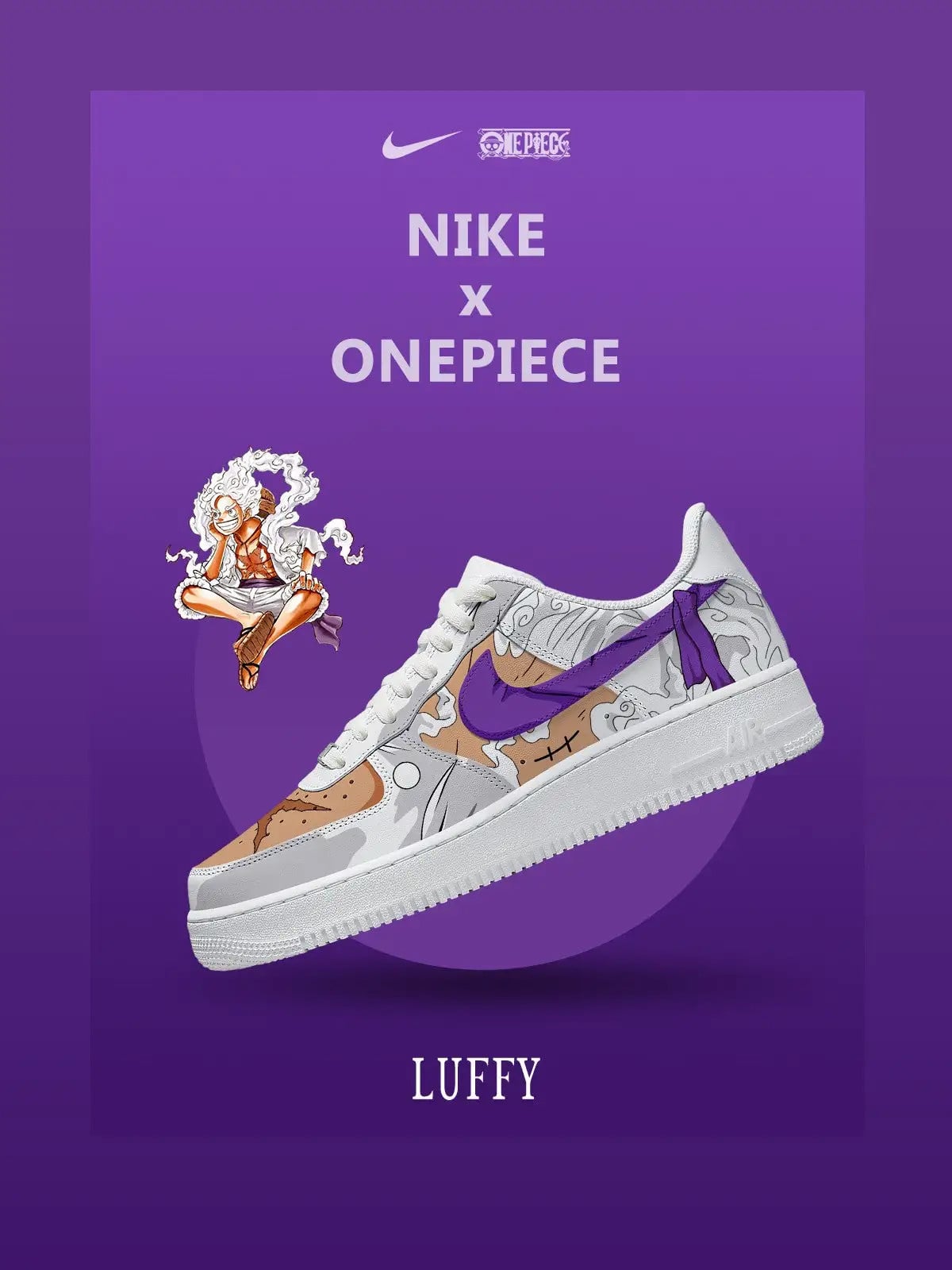 One Piece Luffy Gear 5 Nika Air Force 1 Shoes Sneakers Version 5