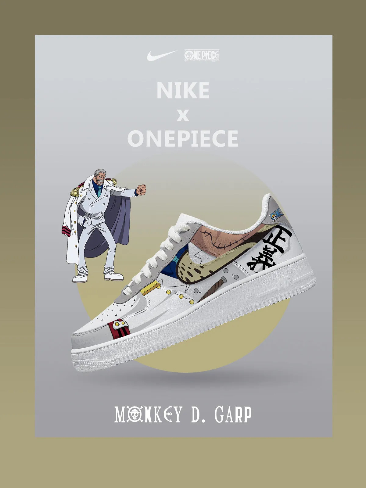 One Piece Monkey D. Garp Air Force 1 Shoes Sneakers