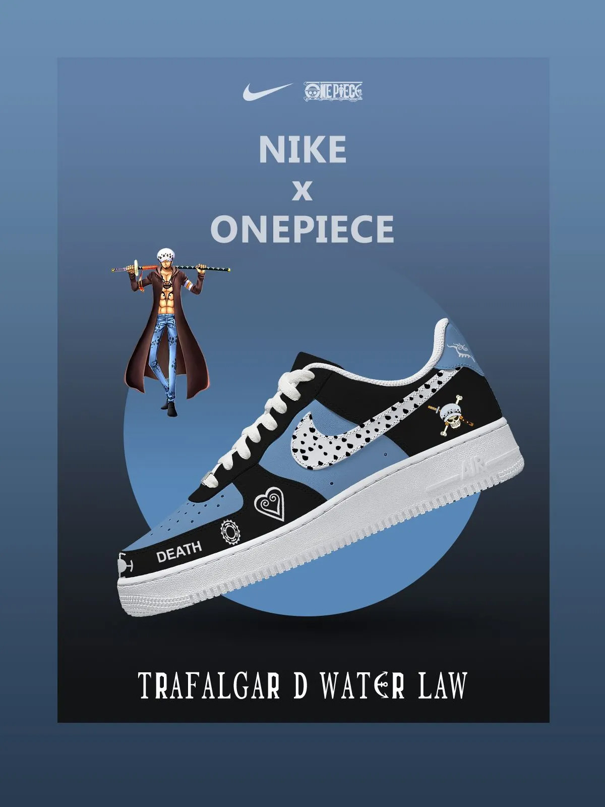 One Piece Trafalgar D. Water Law Air Force 1 Shoes Sneakers Version1