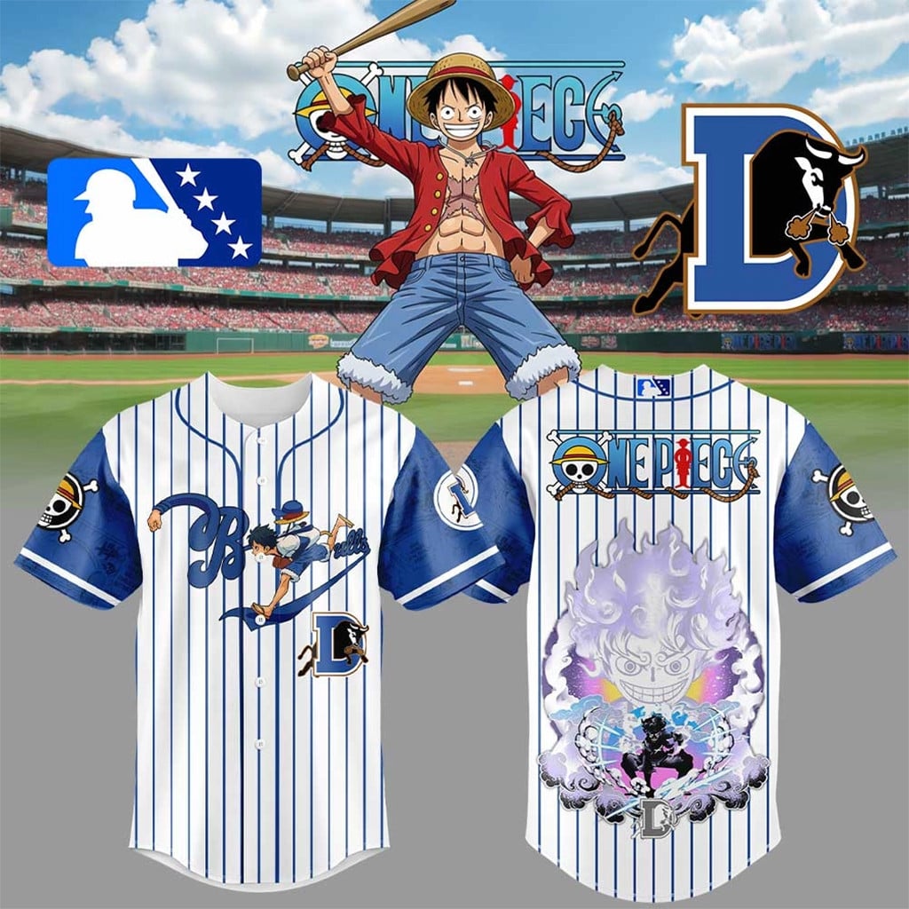 One Piece X Durham Bulls Monkey D Luffy Gear 5 Baseball Jersey Durham Bulls Merch Gifts For Son