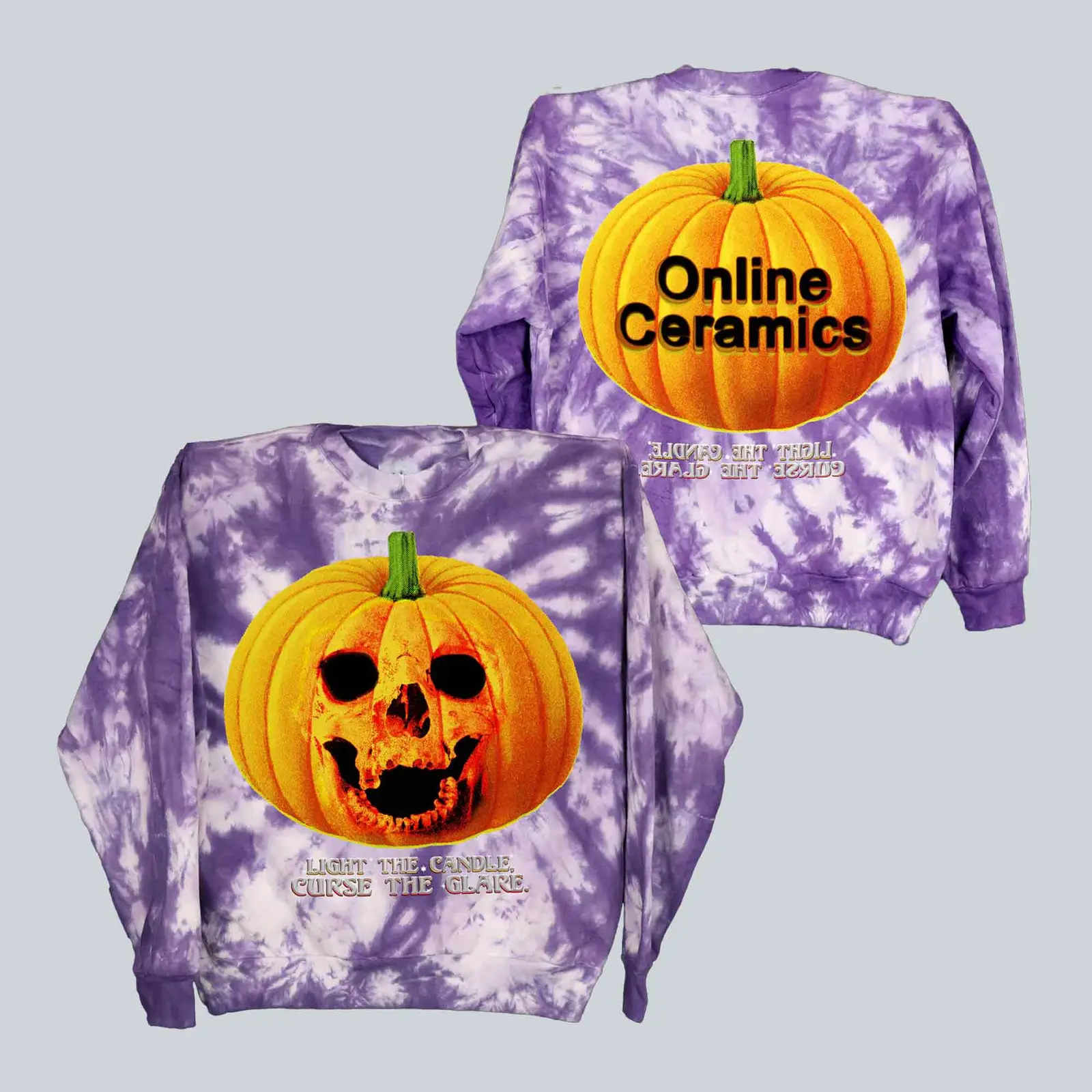 Online Ceramics Merch Halloween Pumpkin Tie Dye Sweatshirt Streetwear Style Gift