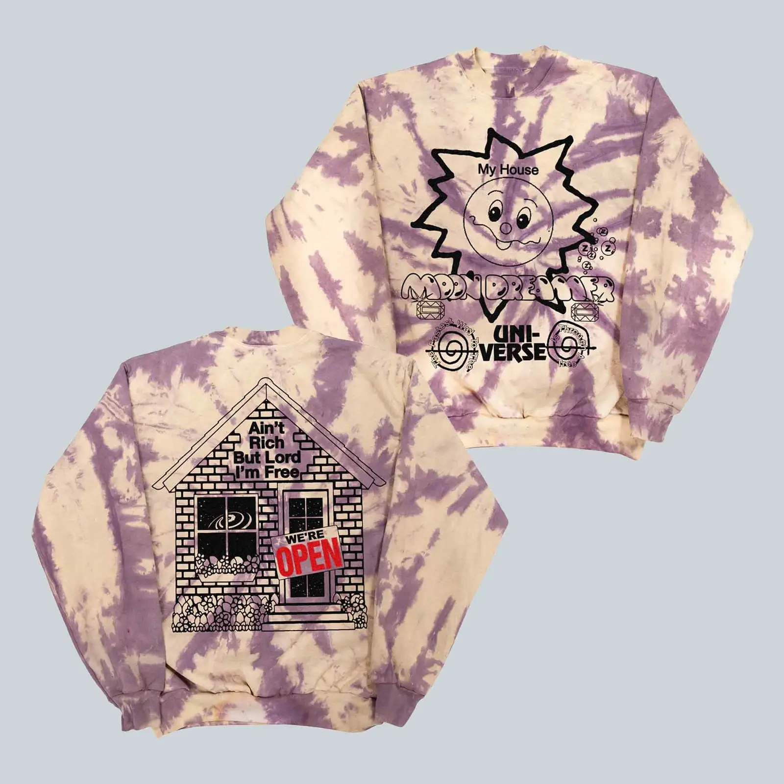 Online Ceramics Merch Haunted House Tie Dye Sweatshirt Casual Wear Gift For Him