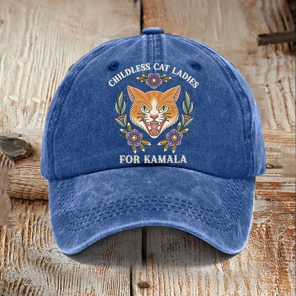 Orange Cat Childless Cat Ladies For Kamala Hat President Kamala Hat Gifts For Dads For Cat Lovers