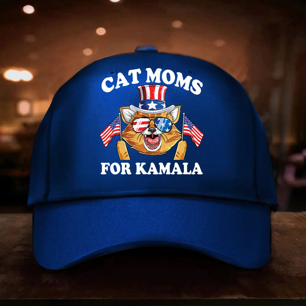 Orange Cat Moms For Kamala Hat Vote Kamala Harris 2024 Hat