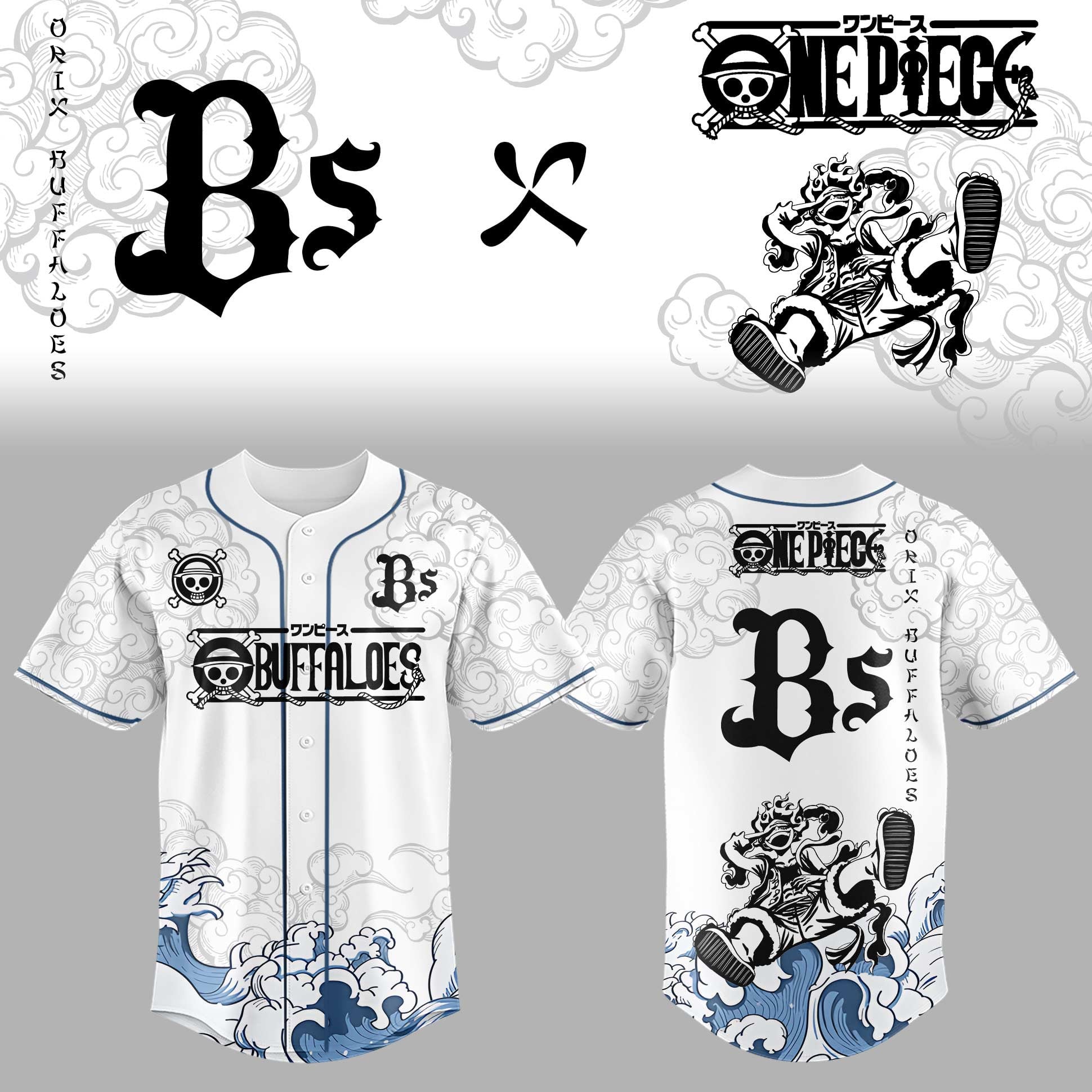 Orix Buffaloes x One Piece Baseball Jersey Buffaloes Merch Gifts For Baseball Fans