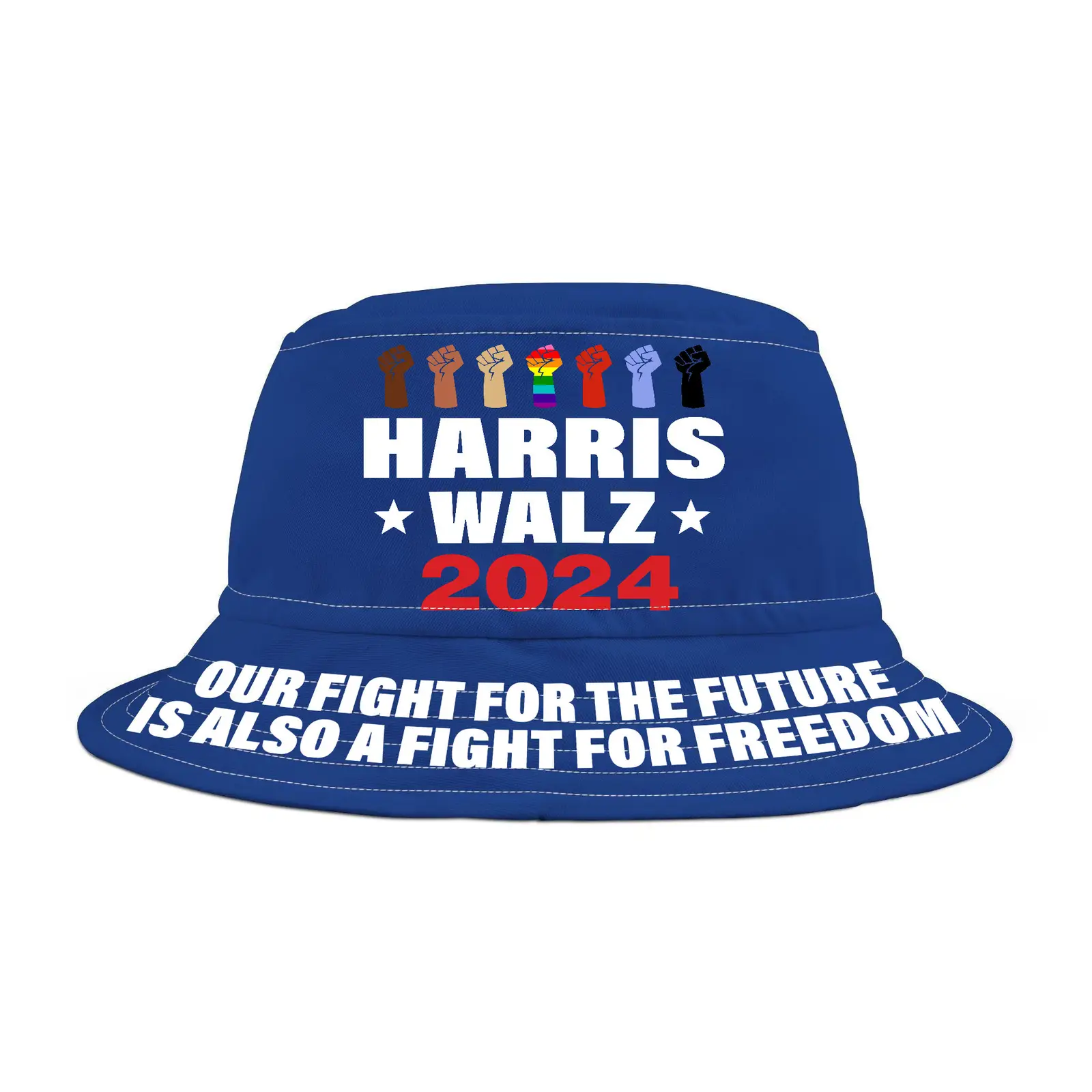 Our fight for the FUTURE is also a fight for FREEDOM Harris Walz 2024 Political Campaign Bucket Hat