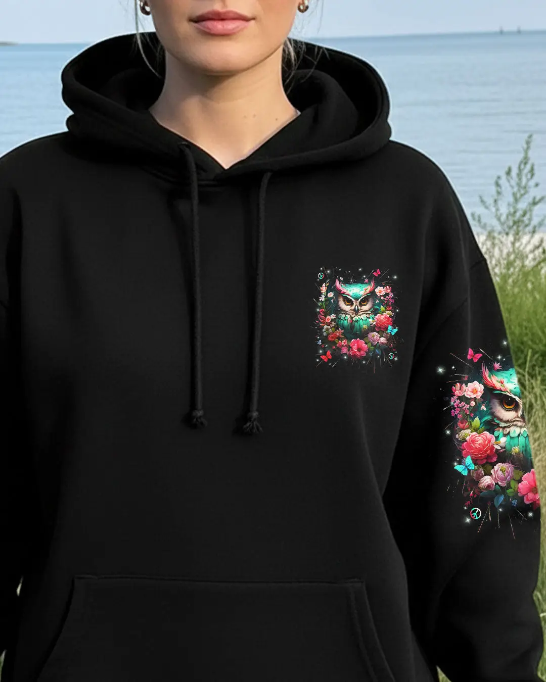 Owl Be You The World Will Adjust Hoodie Colorful Owl With Floral Butterfly Merch Gift For Her