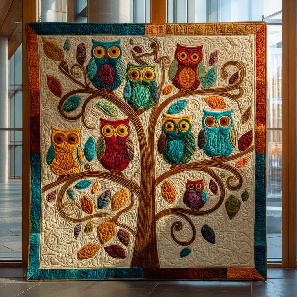 Owl Dream Forest Quilt Beautiful Printed Quilt Blanket for Home Aesthetics