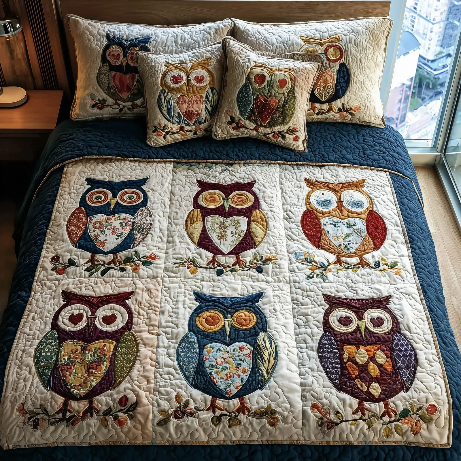 Owl Heaven Quilted Bedding Set Home Decor Collection