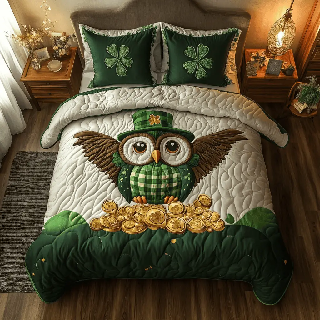 Owl In St Patrick Duvet Cover Set Quilt Bedding Set Bedspread Gift Ideas For Adult Daughter