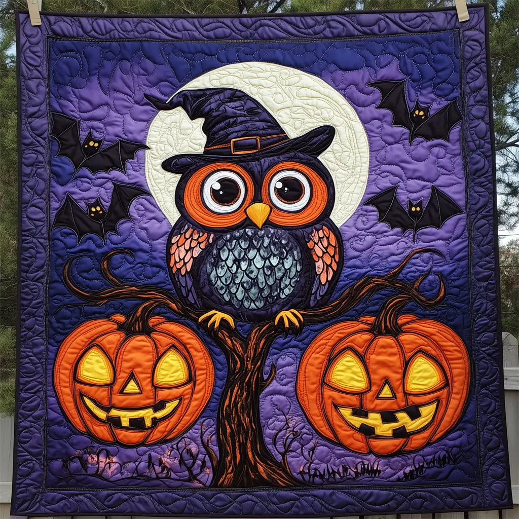 Owl Pumpkins Night Quilt Soft Quilt Blanket Gift for Comfortable Nights Owl Pumpkins Night Quilt Soft Quilt Blanket Gift for Comfortable Nights - Image 1