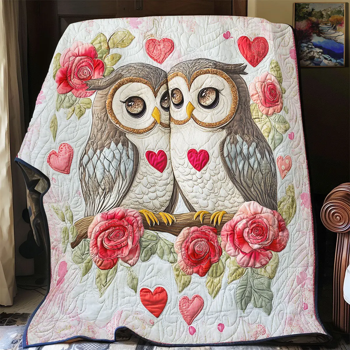Owl Valentine Quilt Blankets Throws And Blankets Best Gift For Mothers On Mother'S Day