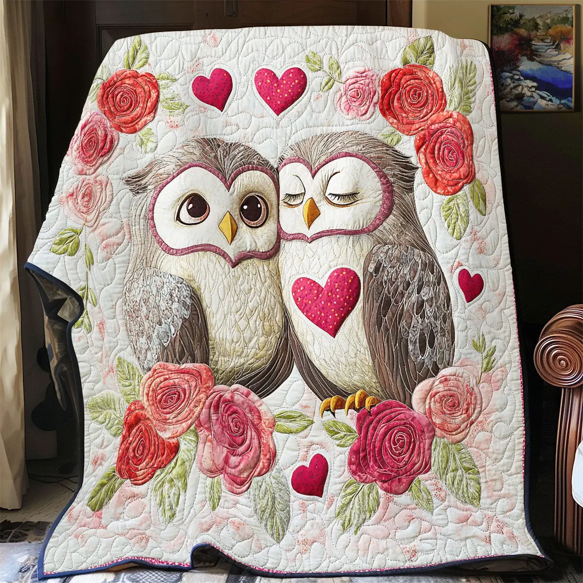 Owl Valentine Quilt Blankets Throws And Blankets Special Present For Mum