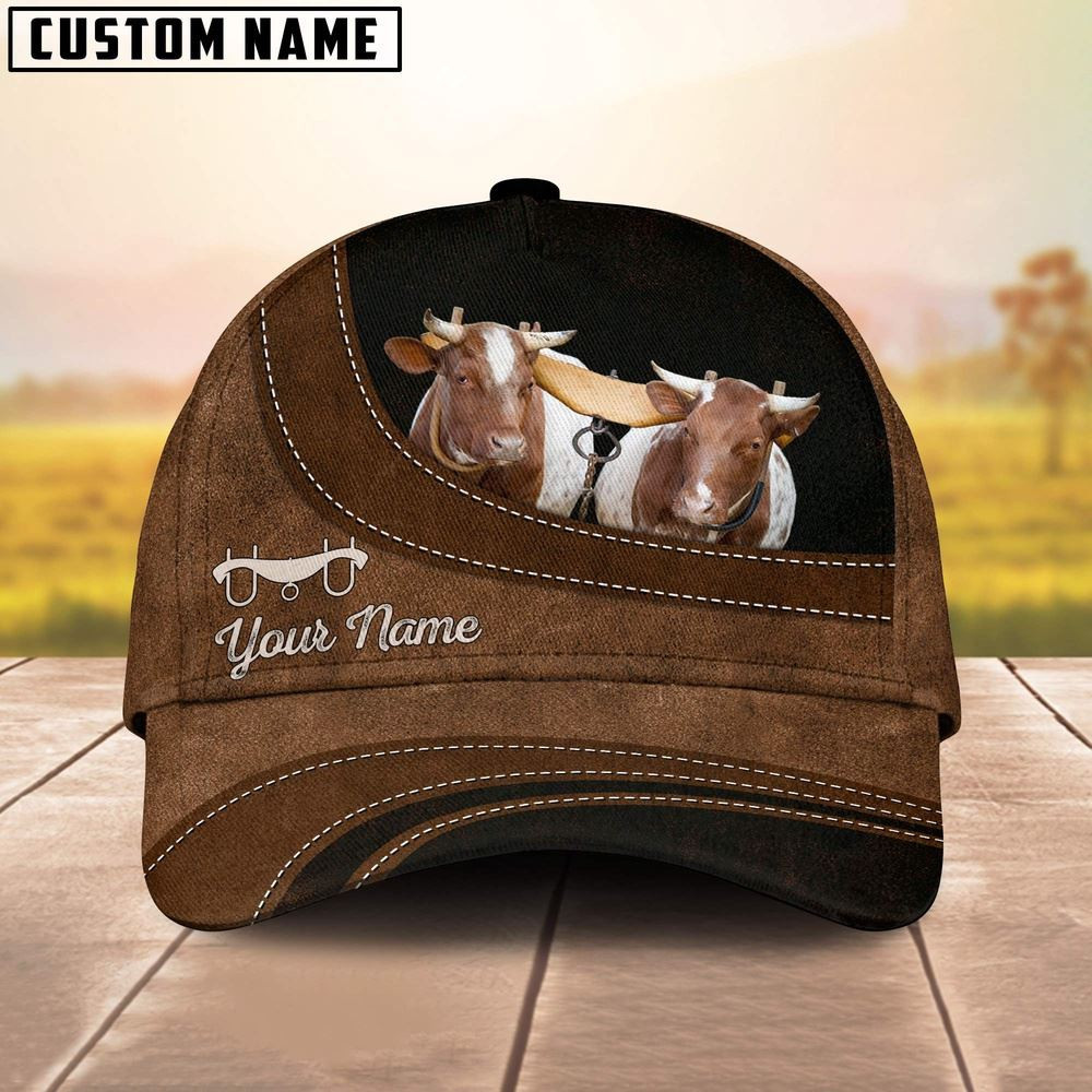 Oxen Cattle Happiness Customized Name Cap Farm Cap Farmer Baseball Cap Gift For Farmer