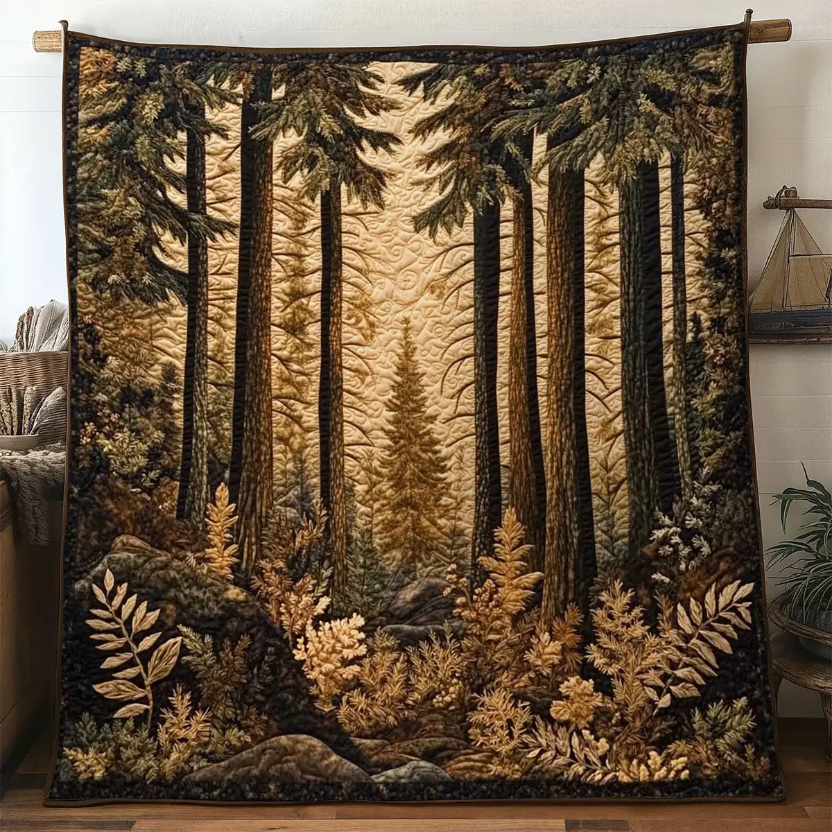 Painted Forest Quilt Premium Quilt Blanket Gift for Family Gatherings Painted Forest Quilt Premium Quilt Blanket Gift for Family Gatherings - Image 1