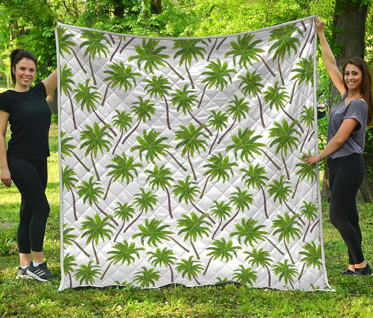 Palm Tree Pattern Quilted Blanket Summer Vibe Couch Blanket Gifts For Mom From Daughter