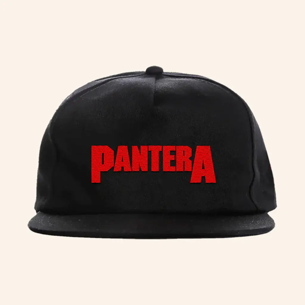 Pantera Merch Embroidered Red Pantera Logo Snapback Hat Gifts For Dad -WearandDecor