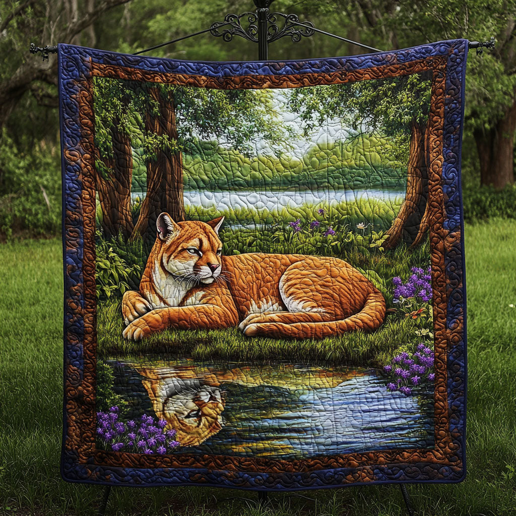Panther Reflection Quilted Blanket Best Throw Blanket Christmas Gifts For Wildlife Lovers Panther Reflection Quilted Blanket Best Throw Blanket Christmas Gifts For Wildlife Lovers - Image 1
