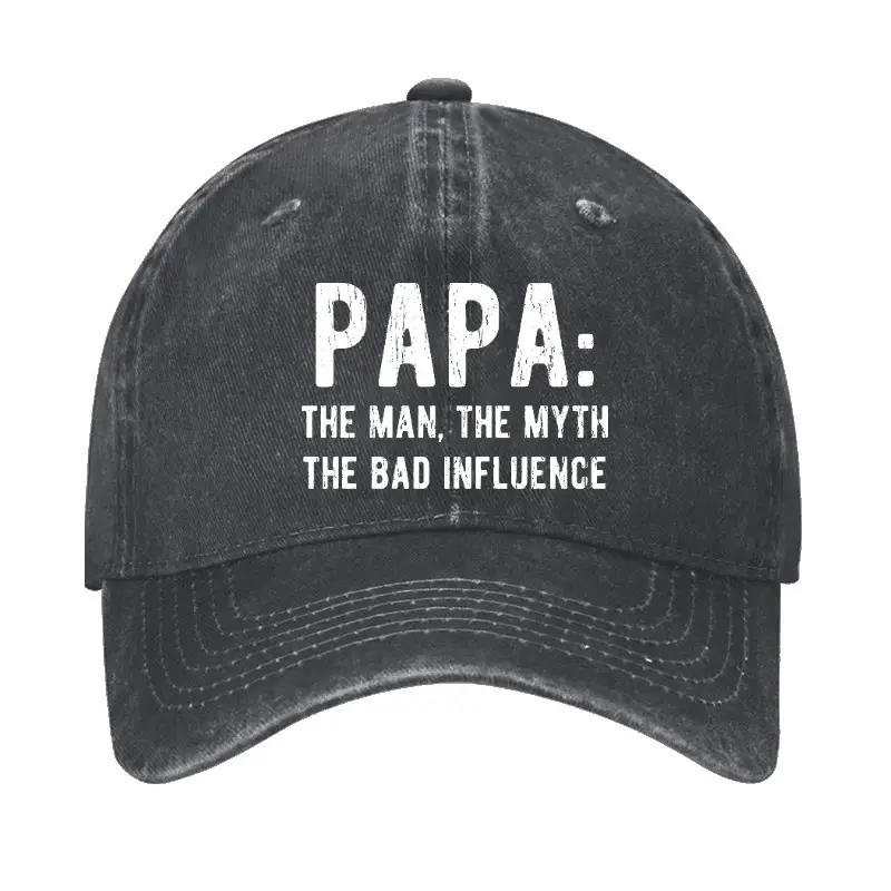 Papa: The Man, The Myth The Bad Iuence Cap Men's Funny Quotes T-Shirt – Humorous Graphic Tee