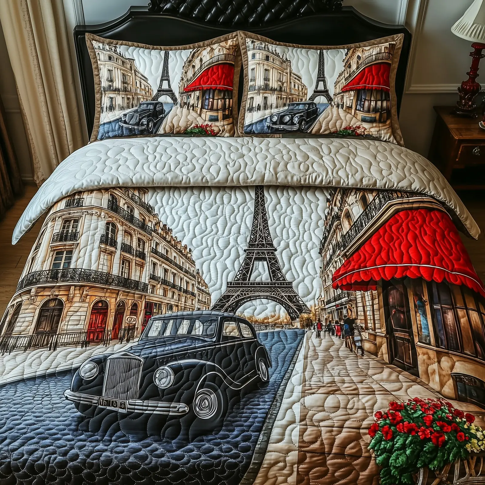 Parisian Dreamscape Quilted Bedding Set All-Season Parisian Dreamscape Quilted Bedding Set All-Season - Image 1