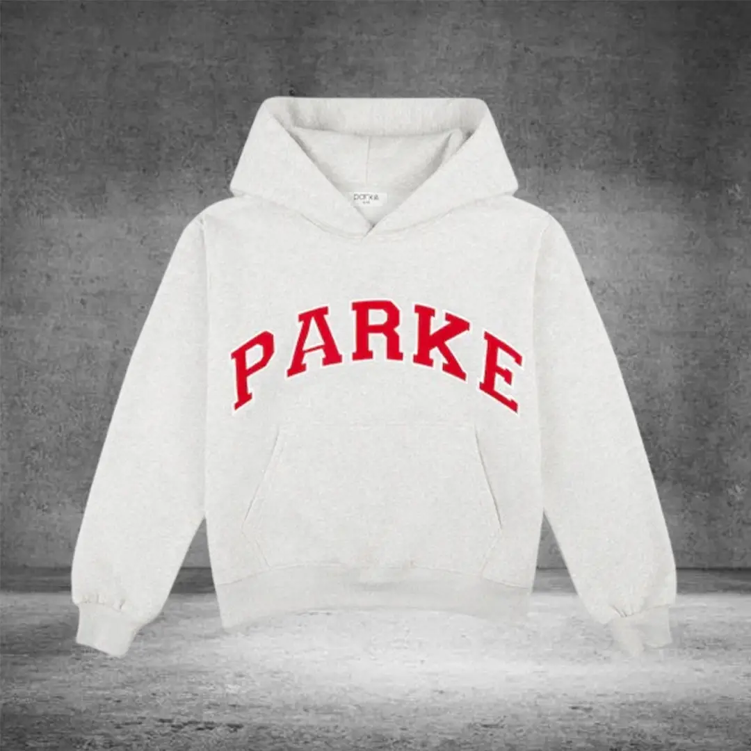 Parke Hoodie with Red Logo Streetwear Apparel Gift for Bestie