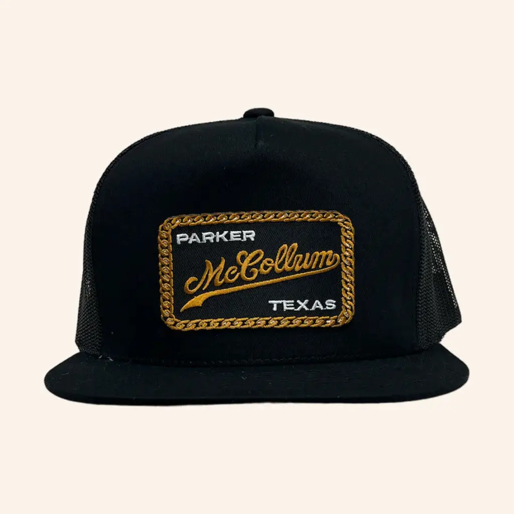 Parker McCollum Merch Tour 2025 Black Gold Chain Trucker Hat Snapback Him Gifts -WearandDecor