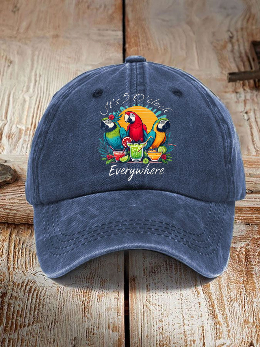 Parrot Hat I'M Retired It'S 5 O'Clock Everywhere Ball Cap Jimmy Buffet Merch Unique Gifts