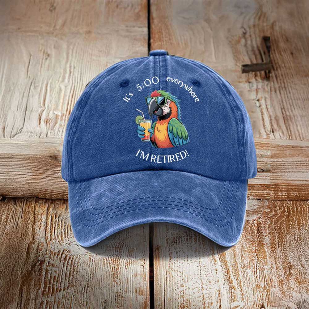 Parrot Jimmy Buffett Merch Hat I'm Retired It's 5 O'Clock Everywhere Ball Cap Gifts For Him