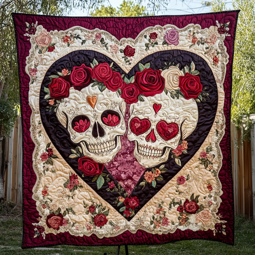 Passion Bloom Quilted Blanket Rustic Home Decor First Valentine Gift For Girlfriend