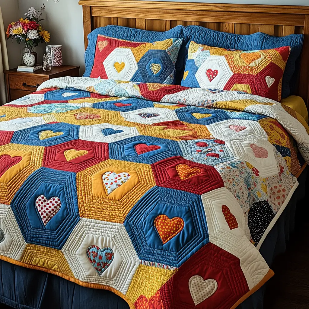 Passion Patchwork Quilted Bedding Set Valentine Day Presents For Sister In Law