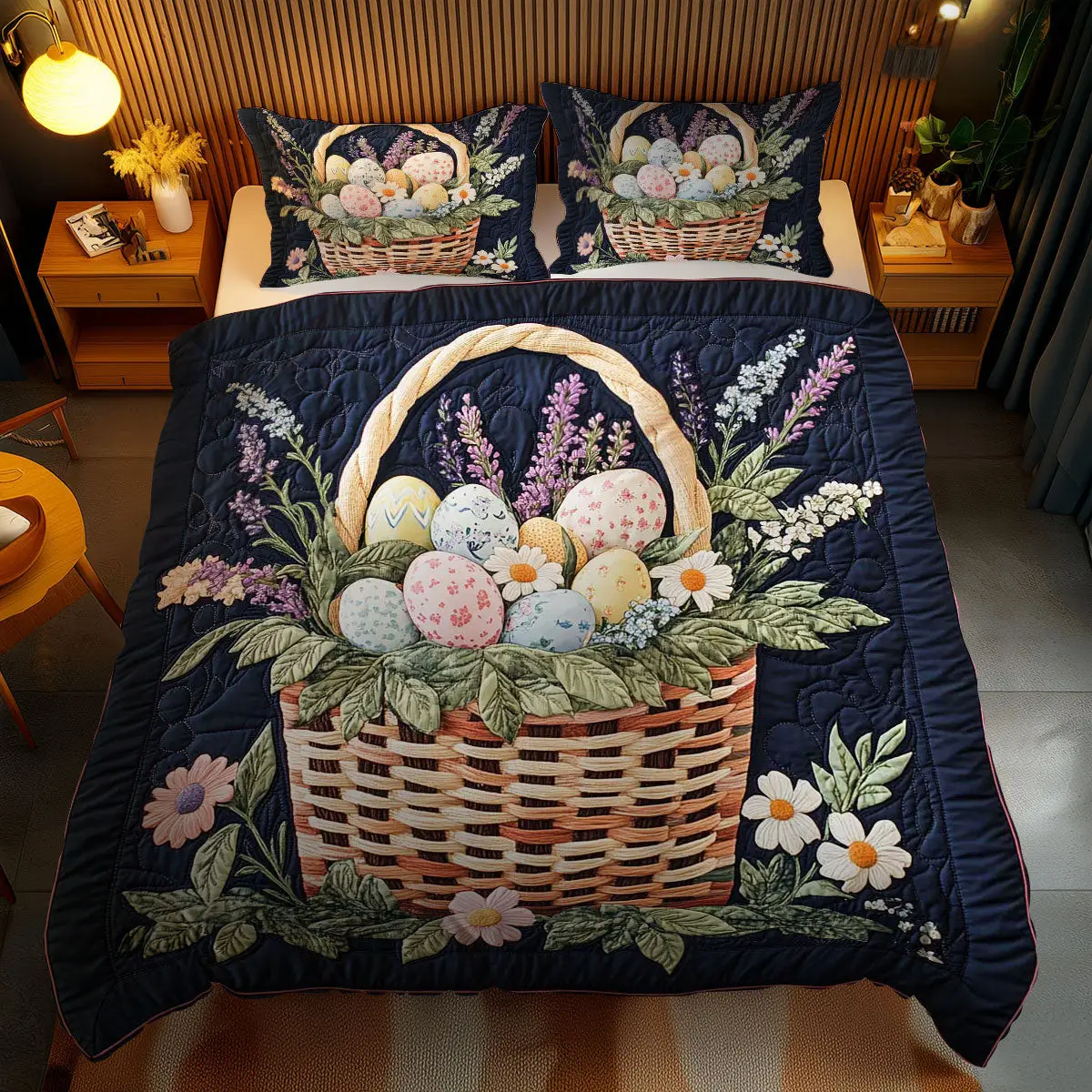 Pastel Easter Bliss Quilted Bedding Set Autumn Inspired Bedroom Gifts For Him