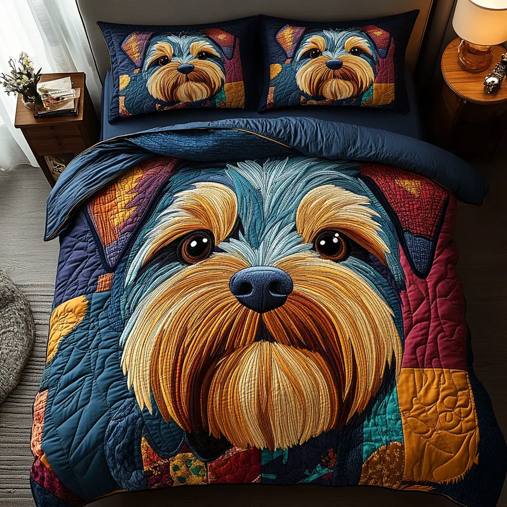 Patch Pup Love Quilted Bedding Set Personalized Bedding Set Gift for Couples