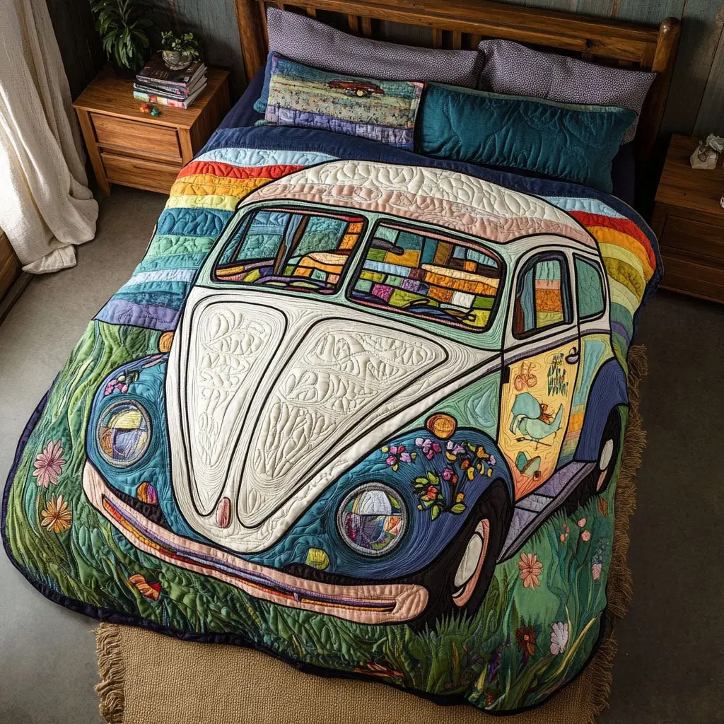 Patchwork Bug Quilted Bedding Set Bedroom Decorations Best Gifts For Hippie Boyfriend