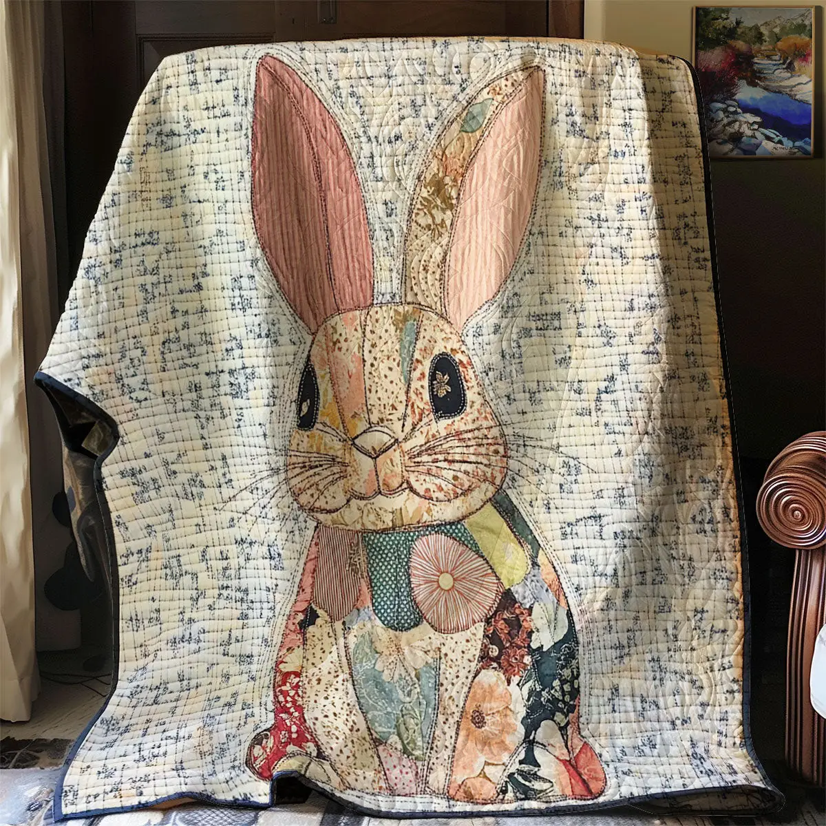 Patchwork Bunny Quilt Easter Throw Blanket Best Mother's Day From For Daughter
