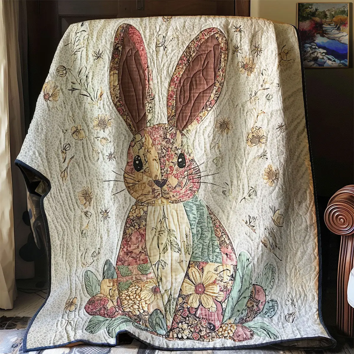 Patchwork Bunny Quilt Luxury Throw Blankets Mother's Day Gifts For Daughter