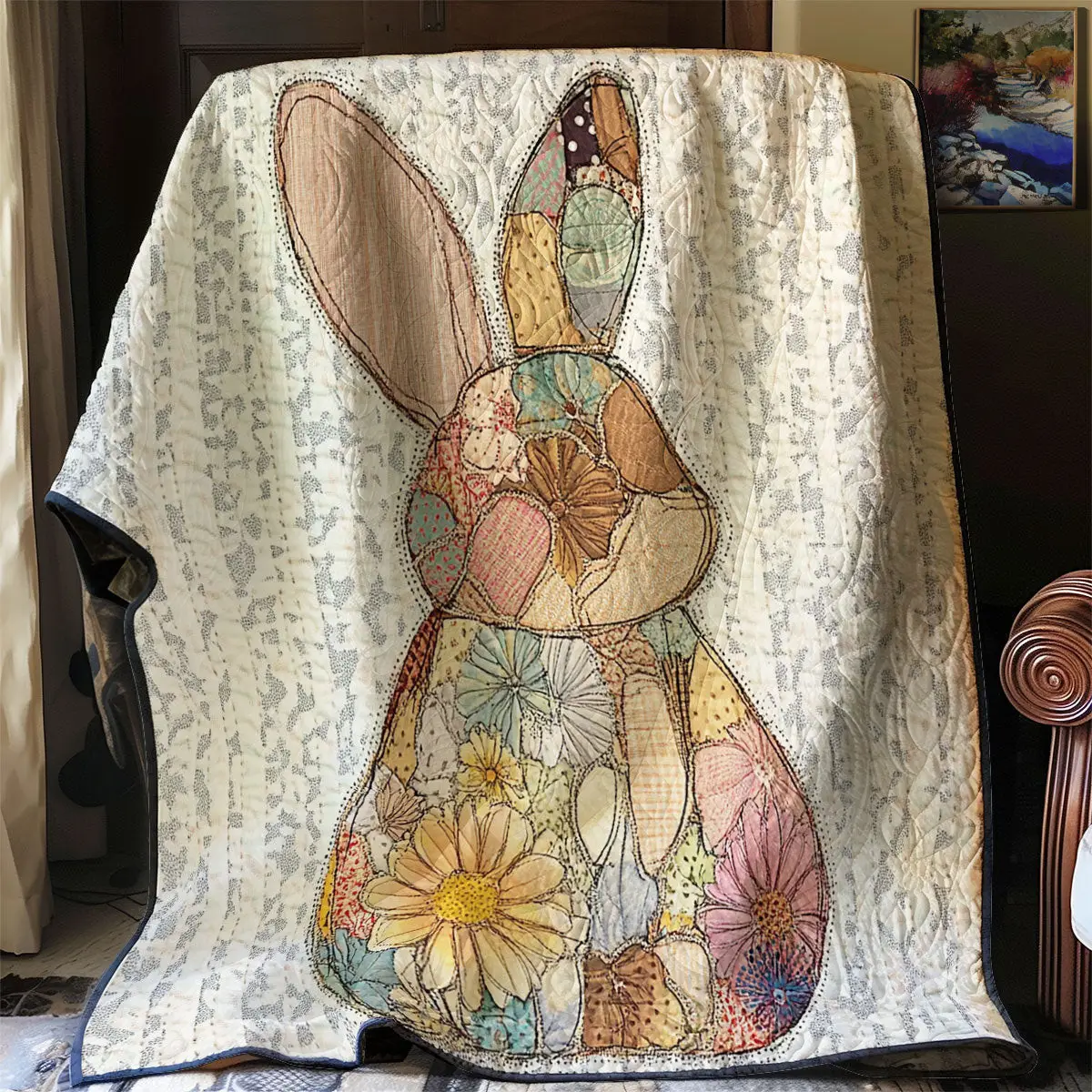 Patchwork Bunny Quilt Throws And Blankets Mothers Day Gift For New Mother