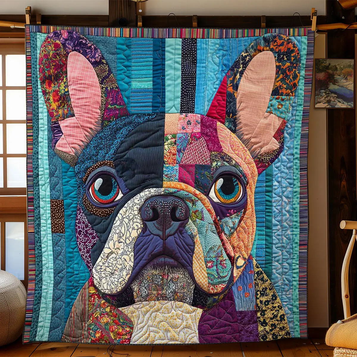 Patchwork French Bulldog Quilt Thoughtful Quilt Blanket Gift for Loved Ones