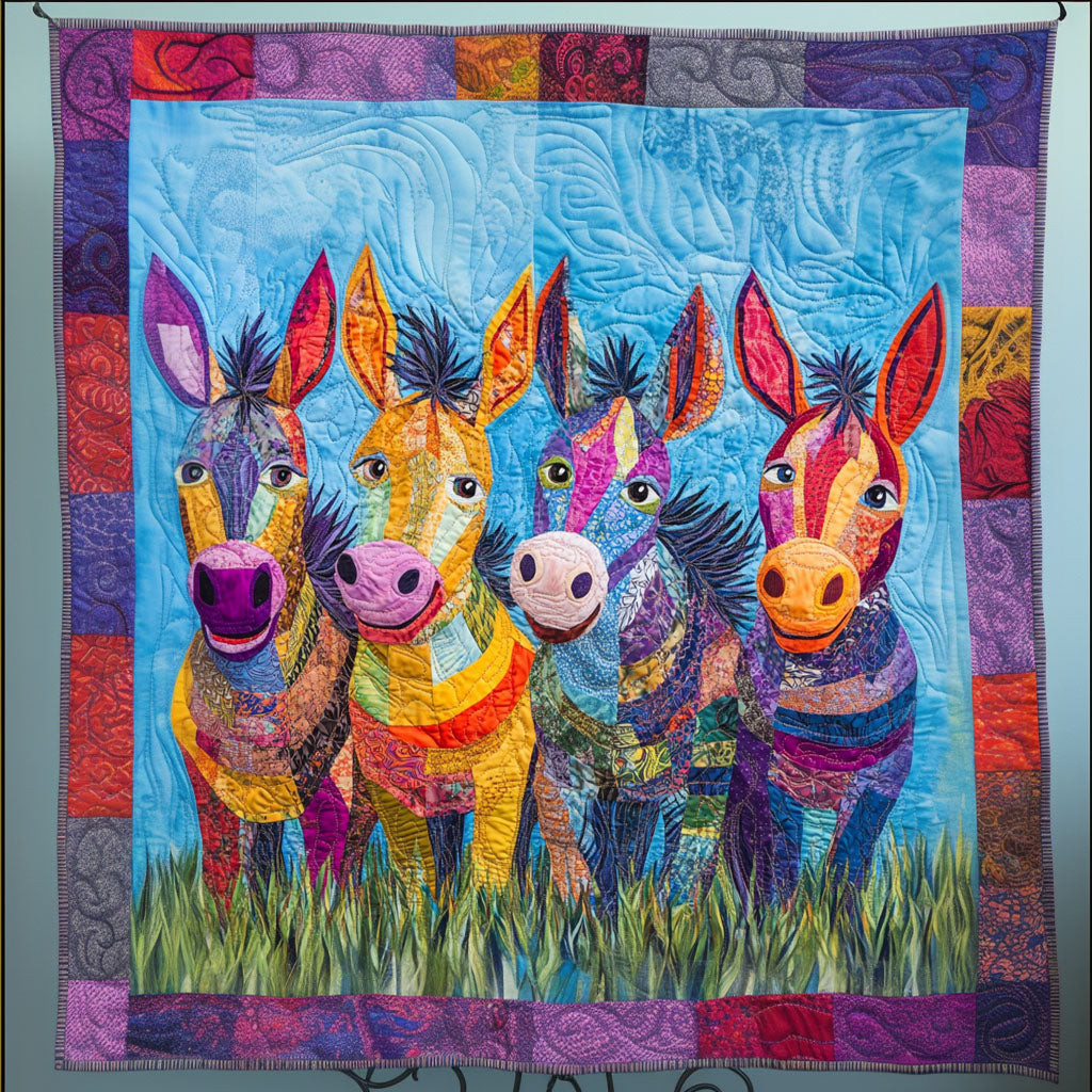 Patchwork Herd Quilted Blanket Best Throw Blanket Donkey Christmas Gifts Patchwork Herd Quilted Blanket Best Throw Blanket Donkey Christmas Gifts - Image 1