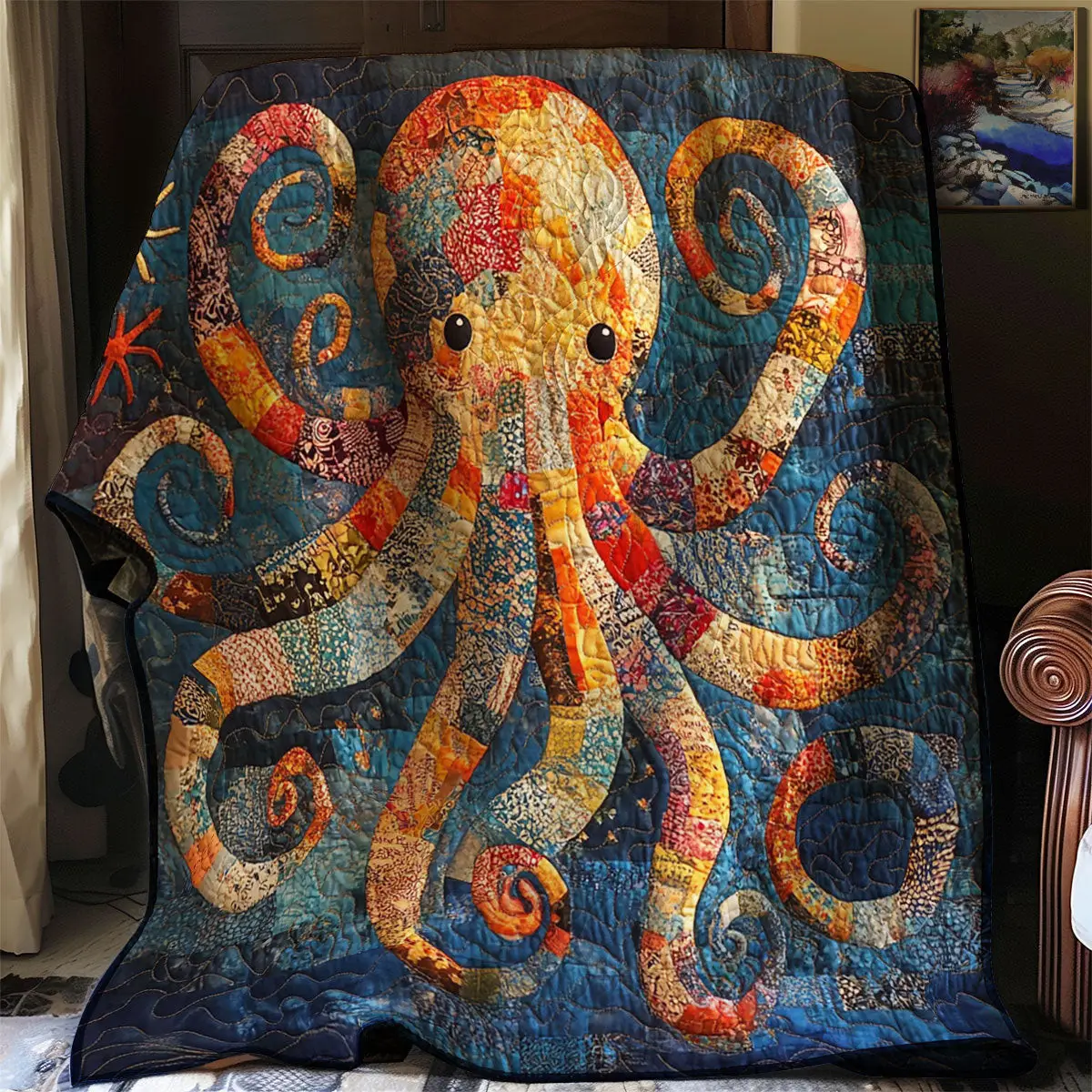 Patchwork Octopus Quilt Luxury Quilt Blanket for Elegant Home Decor