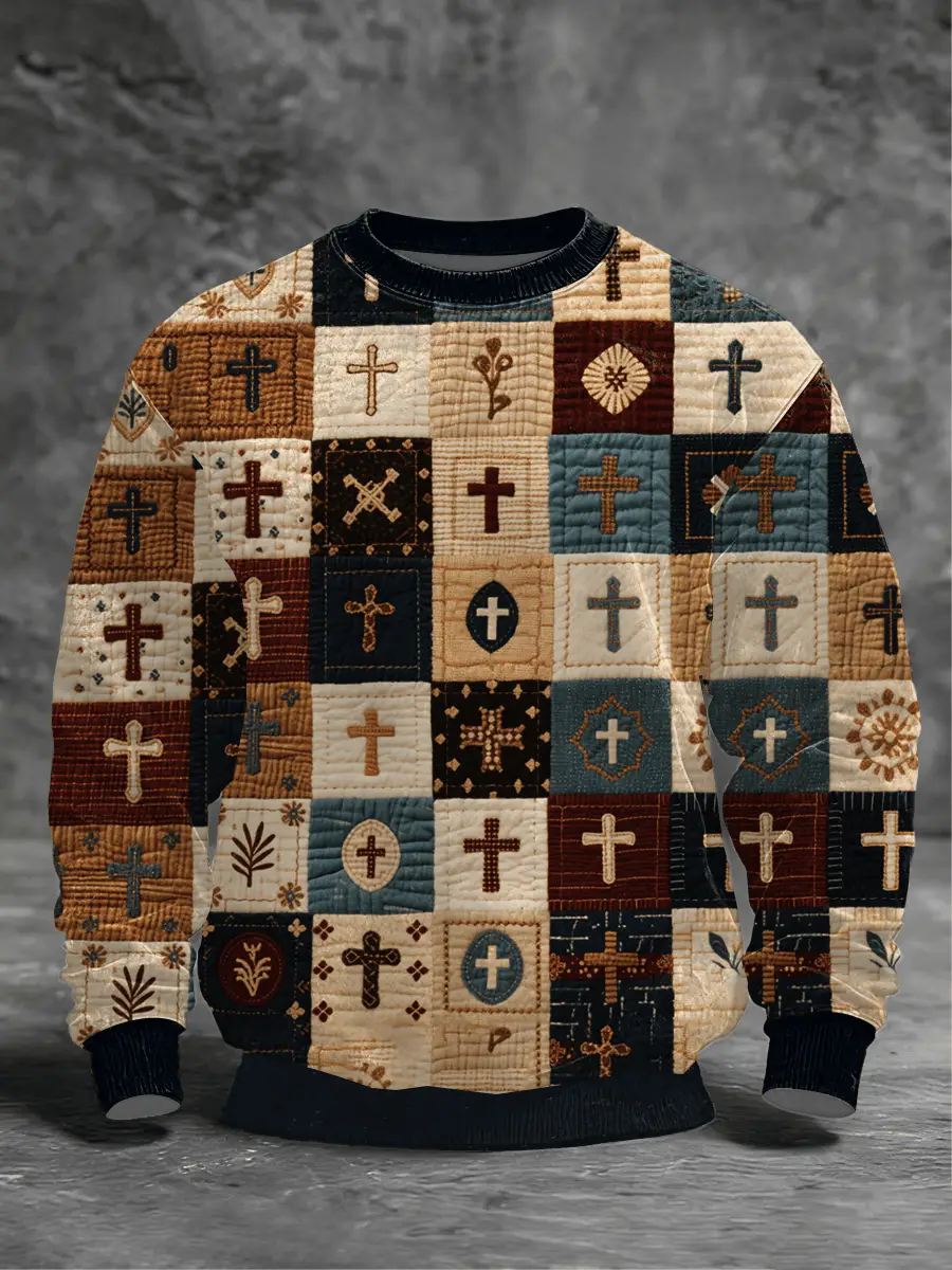 Patchwork Of Faith Sweatshirt Faith Over Fear Merchandise Unique Gifts For Father's Day