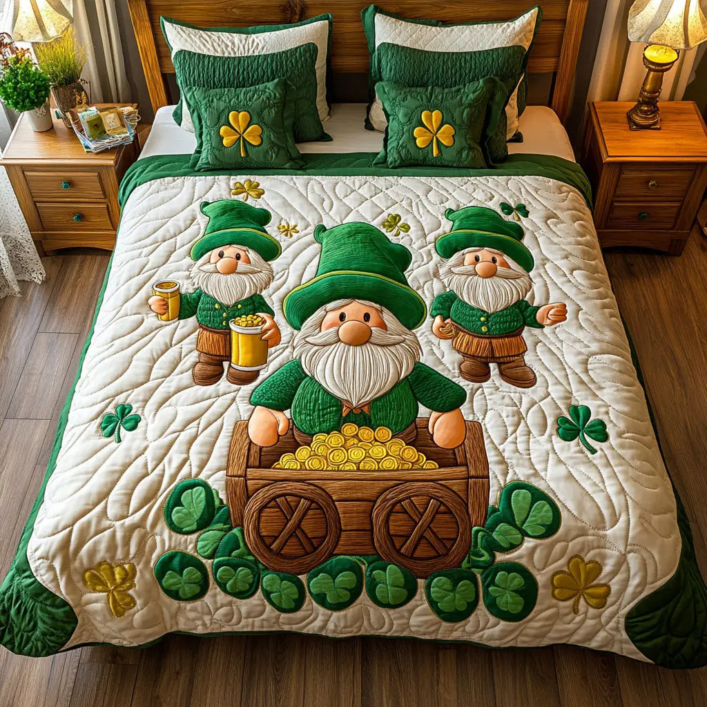 Patrick’s Lucky Gnome Duvet Cover Set Quilt Bedding Set Bedspread Happy Saint Patrick'S Day Gifts