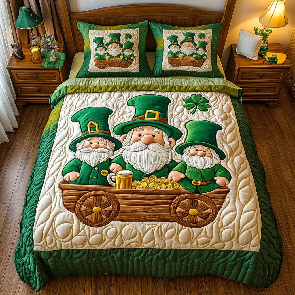 Patrick’s Lucky Gnome Duvet Cover Set Quilt Bedding Set Bedspread Mother Daughter Gifts