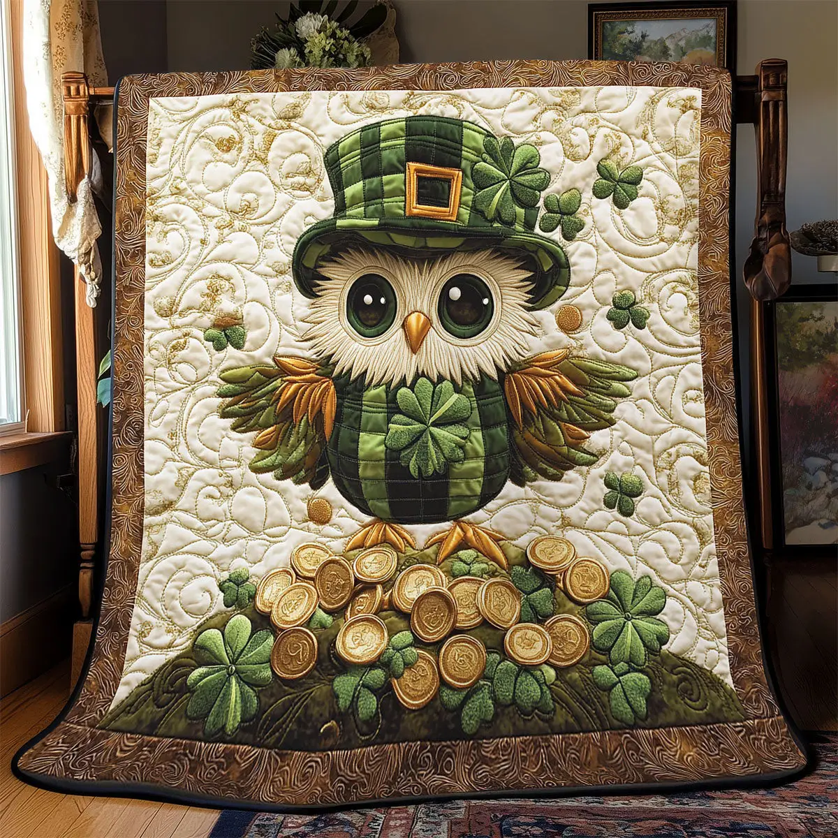 Patrick’s Lucky Owl Quilted Blanket Bedding Decor Idea St Patrick's Gifts For Boyfriend