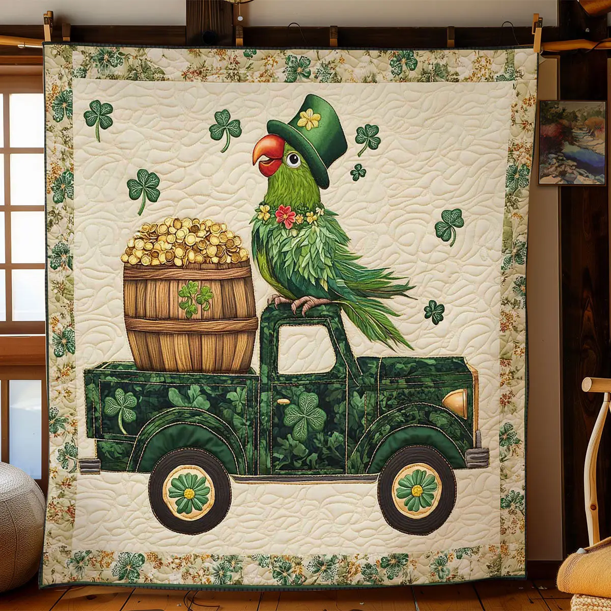 Patrick’s Parrot Quilted Blanket Cozy Bedroom Idea St Patricks Day Presents Idea