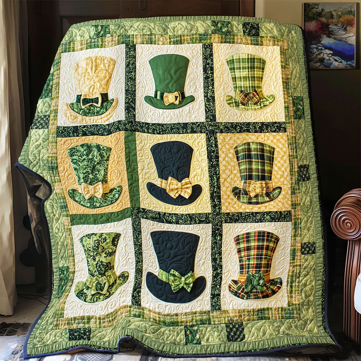 Patrick Hat Collection Quilt Blanket Cute Sofa Blanket St Paddy's Day Gifts