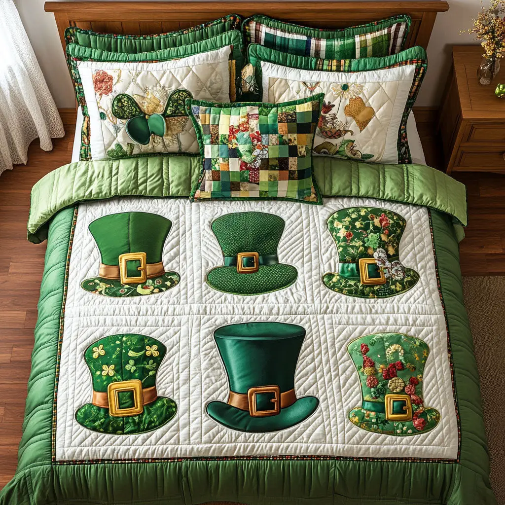 Patrick Hat Quilted Bedding Set Bedroom Design Cool St Patrick Gifts For Husband