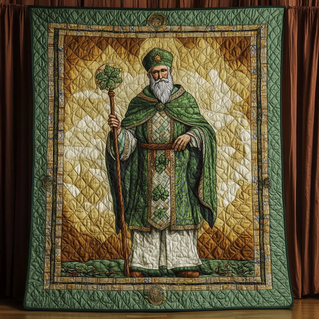 Patrick Holy Graphic Quilted Blanket Holiday Home Decor St Paddys Day Celebation Gift Ideas