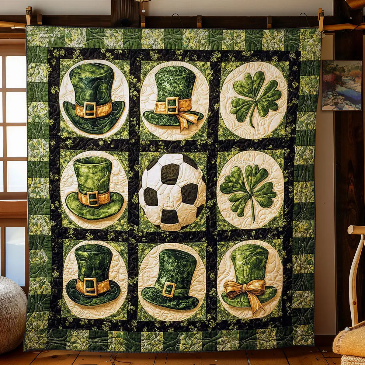 Patrick's Day Soccer Magic Quilted Blanket Bedding Decor Idea St Patrick's Gifts For Boyfriend